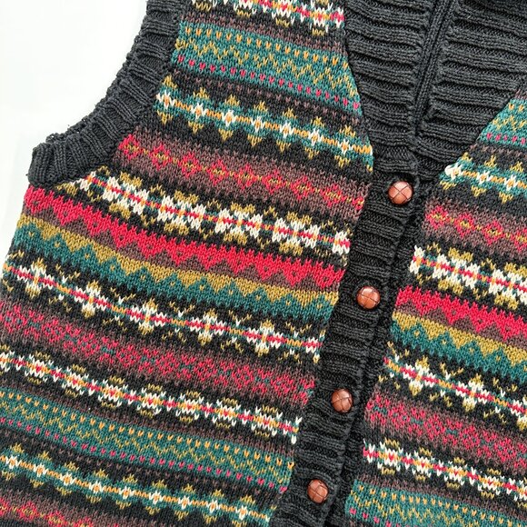 Vintage Fall Knit Cottagecore Granny Button Vest Natural Fibers 100% Cotton - Picture 2 of 7
